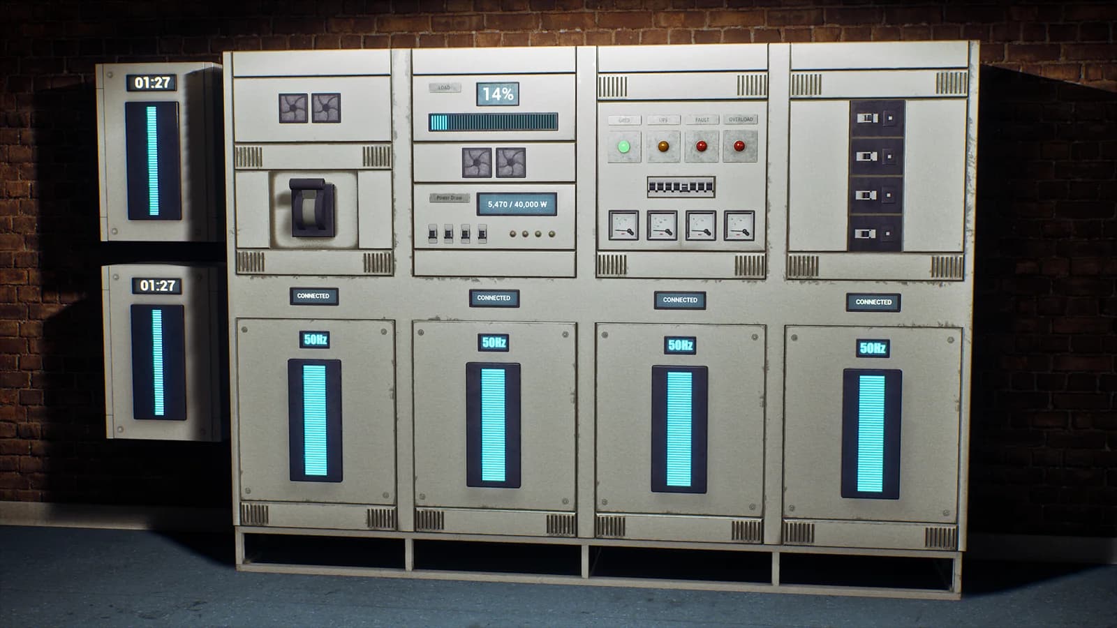 Station transformer cabinet and UPS battery modules