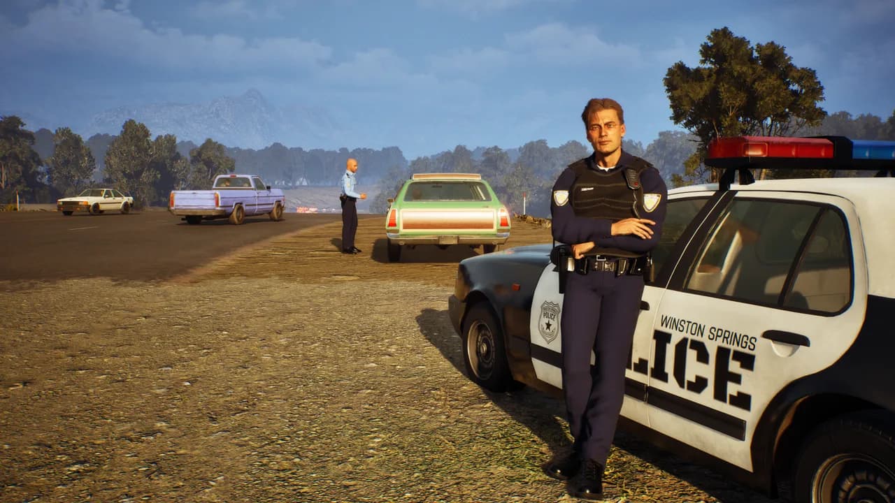 A traffic stop in Police Chief Simulator