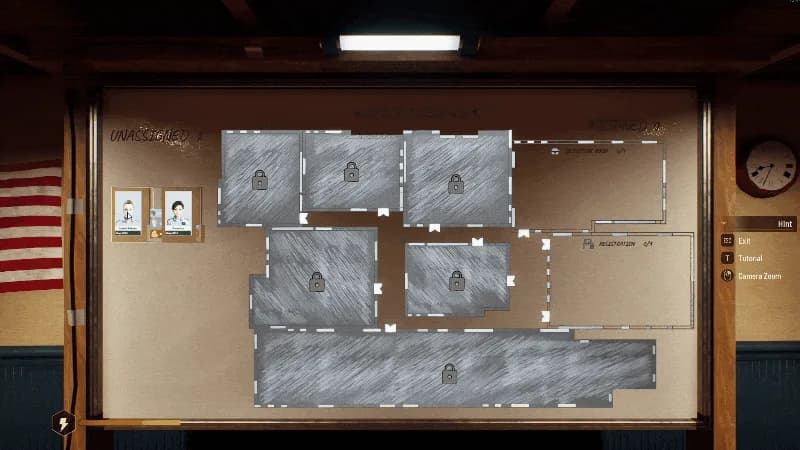 The Police Chief Simulator Management Board for room assignments